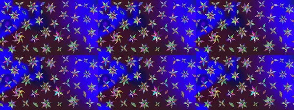 Mavi ve kahverengi renkte çiçekler. Çiçekli karalama şeklinde Raster çiçek deseni. Yumuşak, yaz çiçekli arka plan.