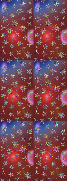 Düz Çiçek Elementleri Tasarımı. Sevimli çiçek raster deseni. Renkli Bahar Teması eskiz kalıbı. Kahverengi ve kırmızı renkte çiçekler.