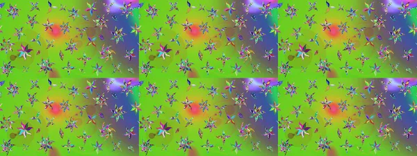 Klasik çiçek tasarımı elementleri. Yeşil ve mor kıvırcık çiçekler yeşil ve mor renklerde şekillenir. Raster illüstrasyonu.