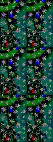 Küçük çiçekteki sevimli çiçek deseni. Yeşil ve siyah renkte çiçekler.