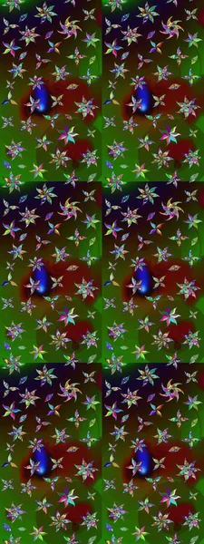 Raster illüstrasyonundaki çiçek desenli çizim. Suluboya tarzında yeşil ve kahverengi renkte çiçekler.