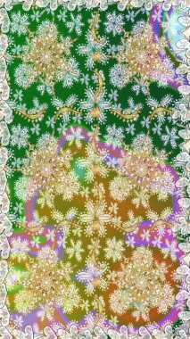 Altın kar taneleri basit, pürüzsüz desen. Kış sembolü, Mutlu Noeller, Mutlu yıllar 2019. Soyut duvar kâğıdı, ambalaj dekorasyonu. Tarafsız ve yeşil renklerde Raster altın deseni.