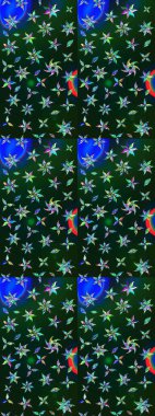 Parmak izi, kumaş, duvar kâğıdı, tekstil için raster dokusu. Nakış desenli çiçek deseni. Renkli grunge, soyut arkaplanı kolomavi ve gri çiçeklerle zenginleştir.