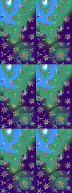 Moda baskıları için zarif bir şablon. Motley illüstrasyonu. Robot resim. Küçük çiçekte güzel bir desen. Küçük renkli çiçekler. Çiçekli yaz çiçekleri.