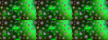 Raster deseni. Yeşil ve gri renkte yaz çiçekleri. Küçük çiçekteki sevimli çiçek deseni. Raster illüstrasyonu.