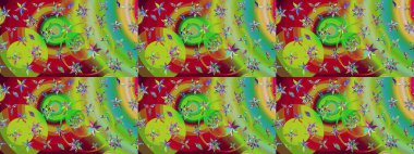 Düz Çiçek Elementleri Tasarımı. Yeşil ve kırmızı renkte çiçekler. Renkli Bahar Teması eskiz kalıbı. Sevimli çiçek raster deseni.