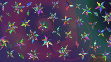 Düz Çiçek Elementleri Tasarımı. Renkli Bahar Teması eskiz kalıbı. Çiçekli çizim şekli. Mor ve mor renkte çiçekler.