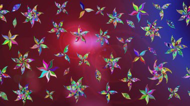 Mor ve kırmızı renkte parlak çiçekli halı deseni.