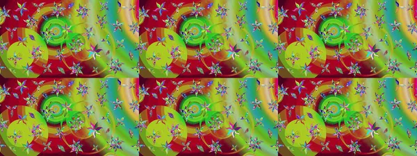 Düz Çiçek Elementleri Tasarımı. Yeşil ve kırmızı renkte çiçekler. Renkli Bahar Teması eskiz kalıbı. Sevimli çiçek raster deseni.