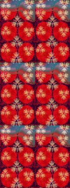 Kırmızı ve kahverengi renklerde. Raster illüstrasyonu. Raster illüstrasyonundaki çiçek desenli çizim. Güzel kumaş deseni.