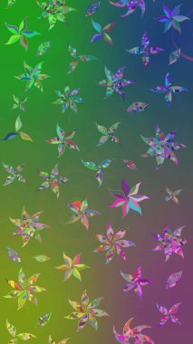 Düz Çiçek Elementleri Tasarımı. Yeşil ve mavi renkte çiçekler. Renkli Yaz Temalı eskiz kalıbı. Çiçekli retro deseni çiz.