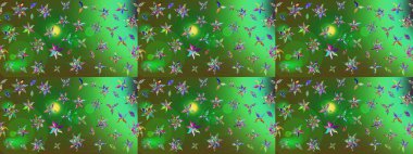 Raster illüstrasyonu. Miles Fleur, süslü püslü bir süs. Kumaş, tekstil, duvar kağıdı baskısı için. Eski usul. Tomurcukları papatya çiçekleri olan sevimli bir çiçek deseni. Taslak arkaplan.