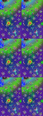 Parlak renkli çiçekleri olan ve mavi ve yeşil renkli yaprakları olan harika bir çiçek deseni. Halk tarzı. Modern çiçek arkaplanı. Moda baskıları için zarif bir şablon.