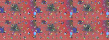 Pembe ve kahverengi renkte zarif çiçekli suluboya. Renkli Bahar Teması eskiz kalıbı. Düz Çiçek Elementleri Tasarımı. Raster illüstrasyonu.