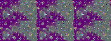 Mor ve nötr renklerdeki etnik çiçeklerle zarif bir eskiz deseni. Raster Çiçek İllüstrasyonu güzel tekstil..