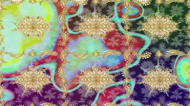 Tarafsız renklerde ve altın elementlerle geleneksel klasik altın raster deseni. Barok tarzında eskiz doğulu süsü..