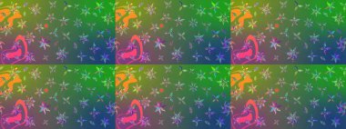 Raster güzel bir çiçek deseni çizmiş. Bahar mevsimi. Yeşil ve mavi renkte çiçekler. Nazik romantik baskı. Tatil havası..