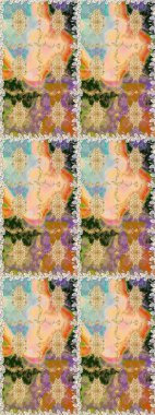 Çiçek deseni. Duvar kâğıdı barok, İspanyol kumaşı. Kusursuz raster arka plan. Kahverengi ve bej renklerde altın elementler. Şekil grafik deseni.