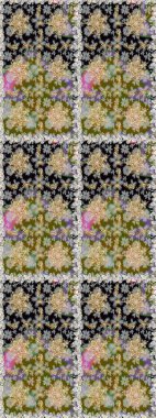 Damask pürüzsüz süsü. Klasik oryantal desen gri renklerden üstündür. Geleneksel raster ve altın desen.