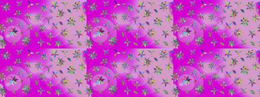 Renkli Bahar Teması eskiz kalıbı. Düz Çiçek Elementleri Tasarımı. Parlak arkaplan eskiz desenli çiçekli fantezi tasarımı.