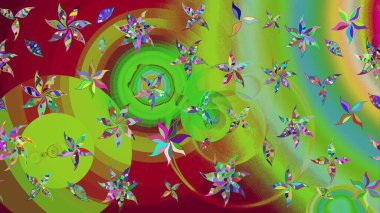 Sanat ilham verici ve kırmızı stil çiçekler ve arka plan bırakır. Karalama çiçekleri çizim kalıbı. Raster deseni. Yeşil ve kırmızı el çizimi desen.