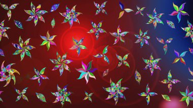 Düz Çiçek Elementleri Tasarımı. Süslü kumaş deseni. Renkli Bahar Teması eskiz kalıbı. Raster illüstrasyonunda çiçek deseni çizimi.