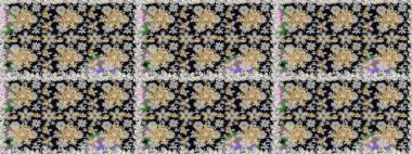 Raster altın desen. Doğulu stili, altın elementli gri ve siyah renkli altın desenli arabesk yapar. Kusursuz kıvırcık saçlar..