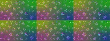 Raster illüstrasyonu. Eski usul. Kumaş, tekstil, duvar kağıdı baskısı için. Eskiz geçmişi. Renkli desenli eskiz deseni, yeşil ve mavi çiçekler ve dekoratif elementler.