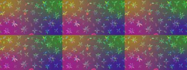 Çiçek desenli çizim. Asya tekstil tarzında. Raster illüstrasyonu. Raster illüstrasyonu. Mor ve yeşil renkte çiçekler.