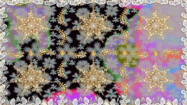 Klasik çiçek dokusu. Kart, duvar kağıdı, ambalaj ve tekstil için klasik tasarım. Altın şablon. Raster illüstrasyonu. Gri ve nötr renklerin kraliyet retro 'su. Kusursuz desenli altın elementler.