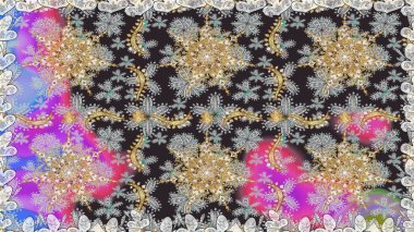 Klasik raster şablonu. Gri, nötr ve altın desenli. Tekrarlayan ögelerle kusursuz soyut arkaplan.