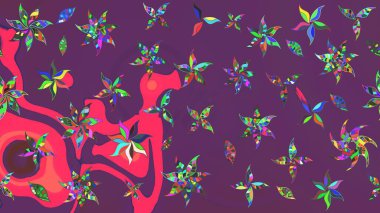 Eskiz arkaplan modeli. Mor ve pembe üzerine çiçekler. Suluboya, elle çizilmiş. Raster stoku.