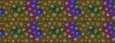 Yeşil ve kahverengi renklerde karalamalı çiçek desenleri. Raster illüstrasyonu.