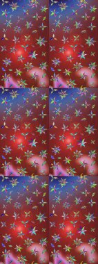 Raster deseni. Bahar çiçekleri dallı desen, kahverengi ve kırmızı renkler çiçekli siluet.