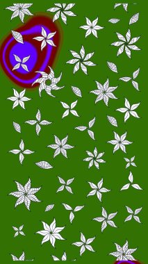 Raster illüstrasyonu. Çiçek süslemeli çizim deseni. Yeşil ve nötr renkte çiçekler.