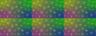 Raster illüstrasyonu. Eski usul. Kumaş, tekstil, duvar kağıdı baskısı için. Eskiz geçmişi. Renkli desenli eskiz deseni, yeşil ve mavi çiçekler ve dekoratif elementler.