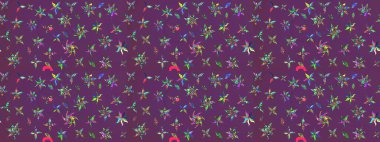 Tekstil veya kitap kapakları, imalat, duvar kağıtları, baskı, hediye paketi ve yapıştırma kitabı için çiçek eskizi geçmişi. Raster illüstrasyonu. Küçük ölçekli çiçeklerdeki basit sevimli desen.