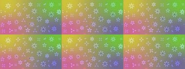 Raster illüstrasyonu. Chichi 'nin kumaş kalıbını çiz. Çiçek deseni. Renkli Bahar Teması eskiz kalıbı. Düz Çiçek Elementleri Tasarımı.