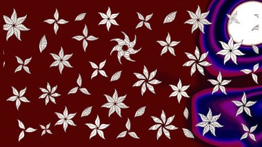 Çizim kalıbı. Renkli süs kenarı. Raster illüstrasyonu. Hint süsü. Kırmızı ve nötr renklerde. Çiçek duvar kağıdı.