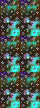 Raster illüstrasyonu. Taslak dekoratif arka plan, çiçek mandala. Yeşil ve kahverengi renklerde. Çiçek..