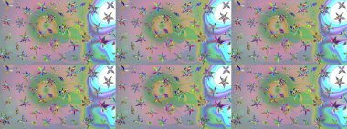 El çizimi. Suluboya çizimi. Tarafsız ve yeşil renklerde çiçekler. Çiçekli çizim deseni.