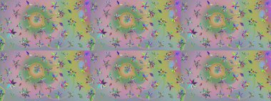 Çiçekler suluboya eskiz deseni. Raster Stili kumaş deseni.