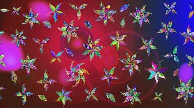 Küçük çiçekte hoş bir çiçek deseni var. Parlak çiçekli kırmızı ve kahverengi renkler üzerine soyut çizim deseni. Çiçek elementli zarif raster dokusu..