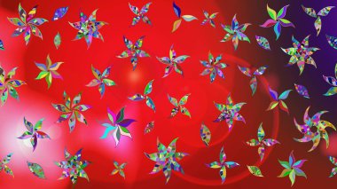 Düz Çiçek Elementleri Tasarımı. Çiçekli eskiz çizimi. Kırmızı ve pembe renkte çiçekler. Renkli Yaz Teması çizim şablonu.