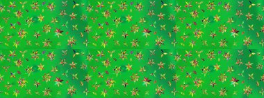 Sevimli çiçek raster deseni. Modaya uygun kumaş deseni. Renkli Yaz Temalı eskiz kalıbı. Düz Çiçek Elementleri Tasarımı.