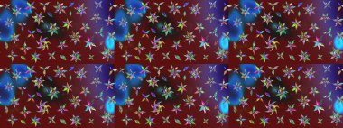 Çiçekli çiçek deseni, suluboya. Kırmızı ve kahverengi renkte çiçekler. Renkli Bahar Teması eskiz kalıbı. Düz Çiçek Elementleri Tasarımı. Raster illüstrasyonu.