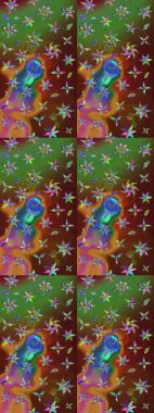 Renkli papatya deseni. Raster illüstrasyonu. Renklerde.