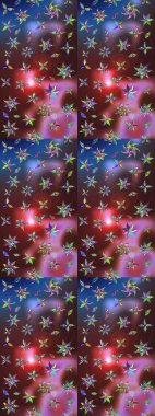 Eskiz arkaplan modeli. Kahverengi ve mavi renkte yaprakları olan yabani çiçekler. Suluboya, elle çizilmiş. Raster illüstrasyonu.