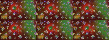 Suluboya çizim kalıbı. Çiçek izi. Suluboya tarzında renkler üzerine çiçekler.