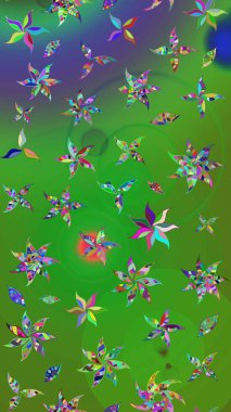 Çiçekli karalama şeklinde Raster çiçek deseni. Yumuşak, yaz çiçekli arka plan. Renkli çiçekler.